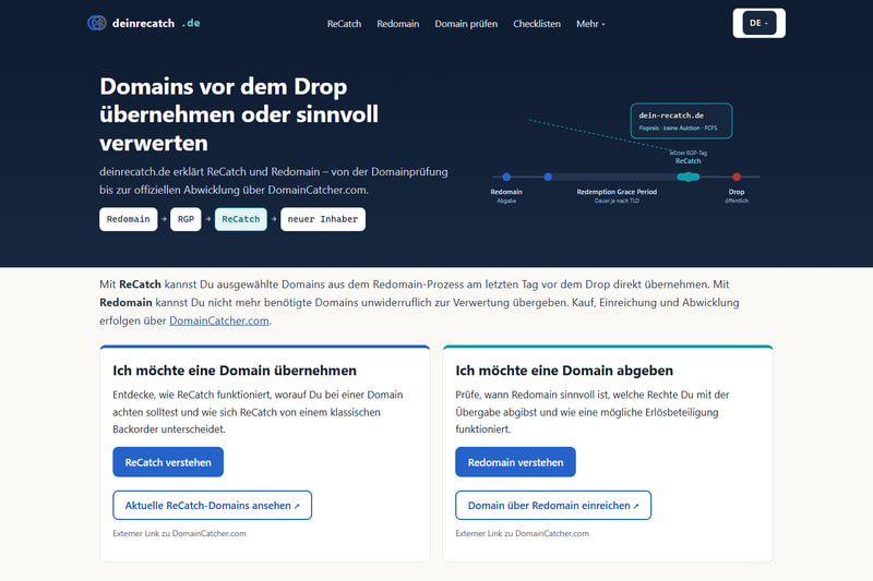 Startseite der Informationsplattform deinrecatch.de