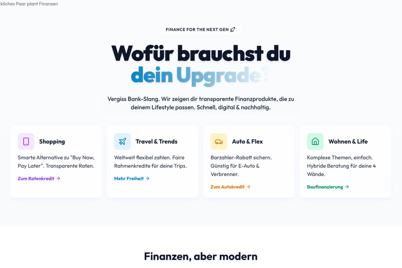 Startseite des Finanzportals mein-onlinekredit.de