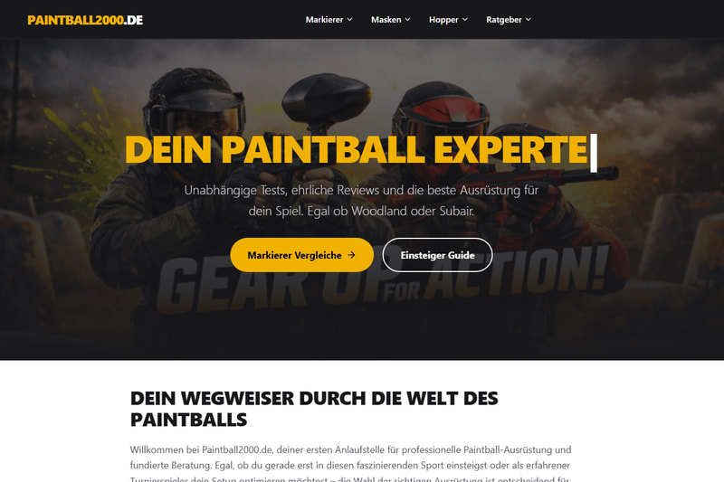 Startseite des Freizeitportals paintball2000.de