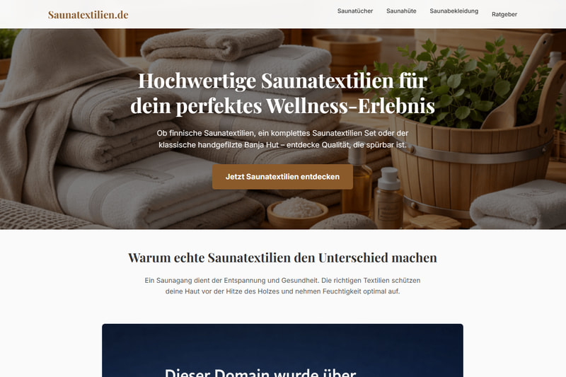 Startseite des Themenportals saunatextilien.de