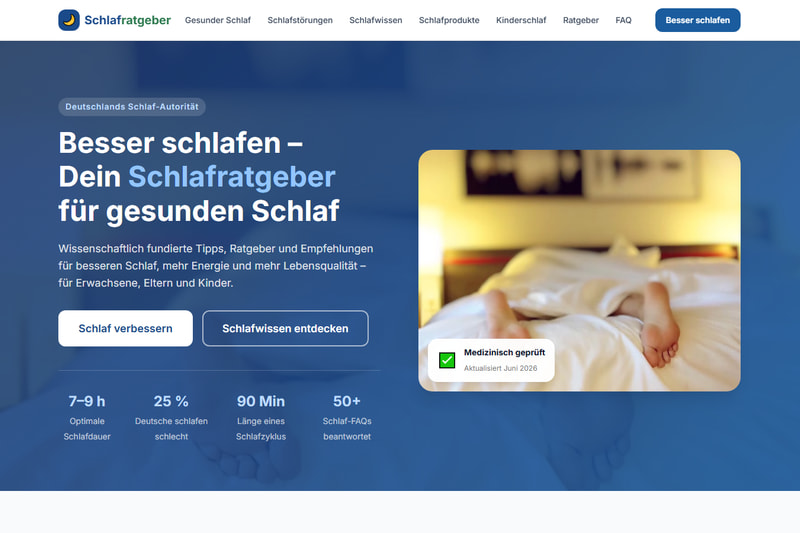 Startseite des Ratgeberportals schlafratgeber.de