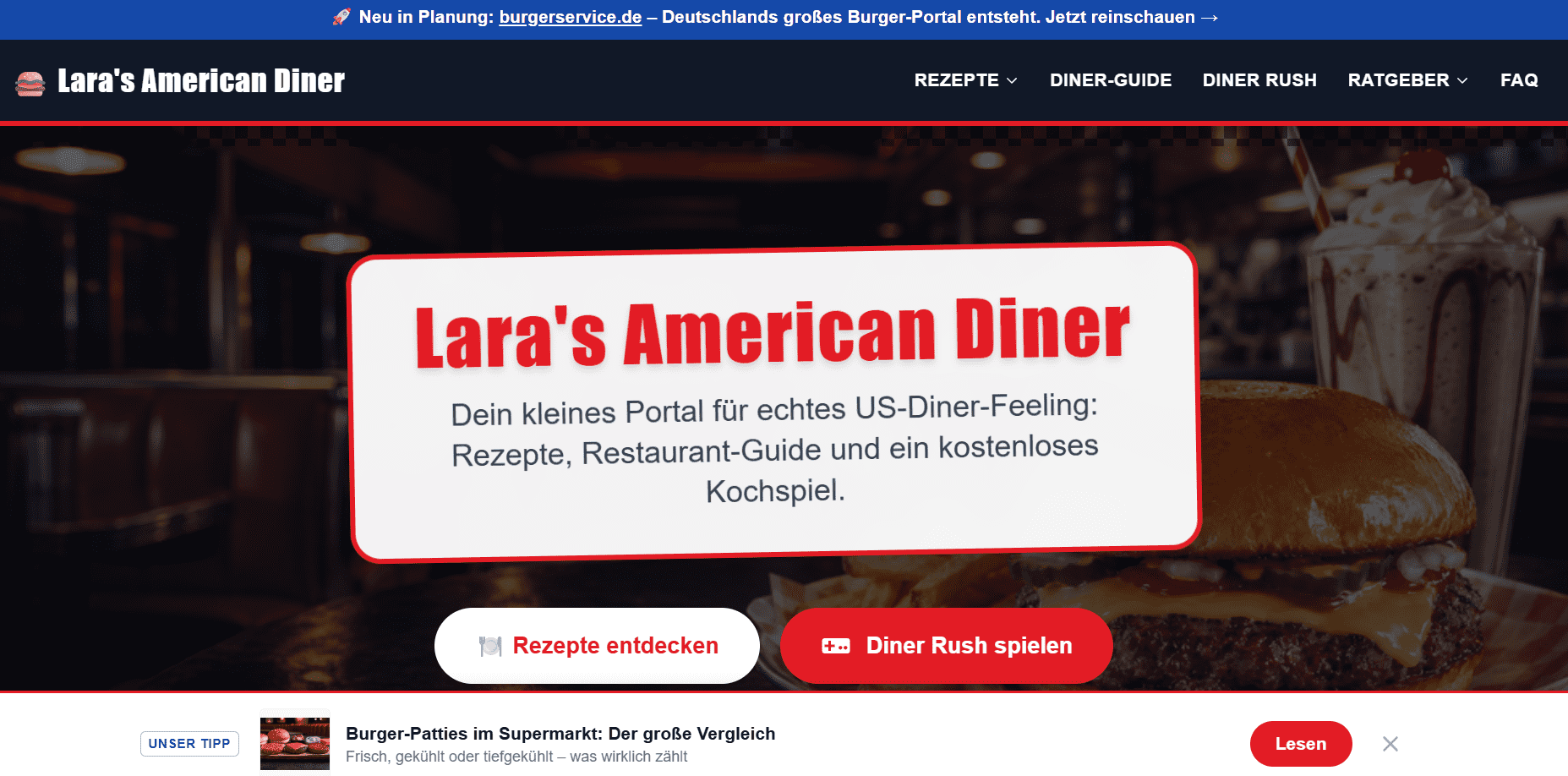 Lara's American Diner als Vibe-Coding- und SEO-Testprojekt